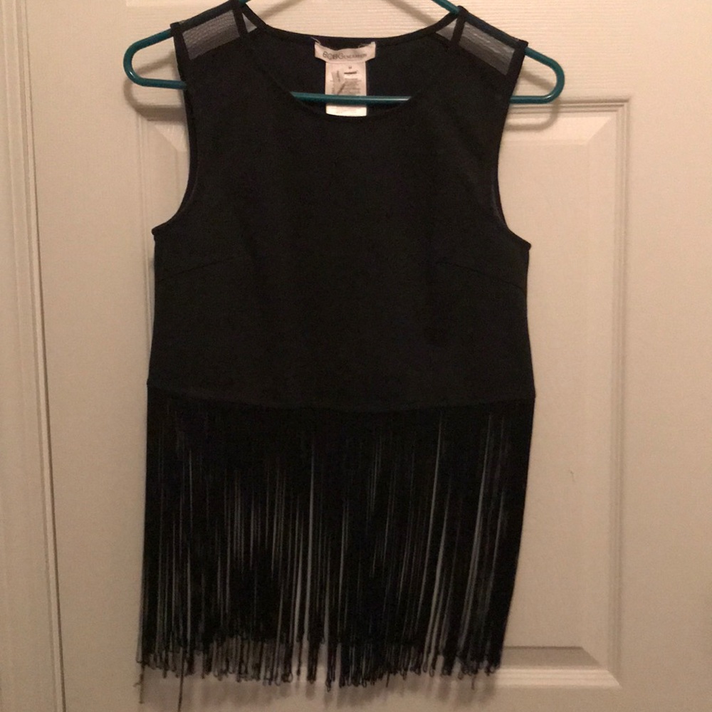 Sexy Black Crop Top w/ Fringe